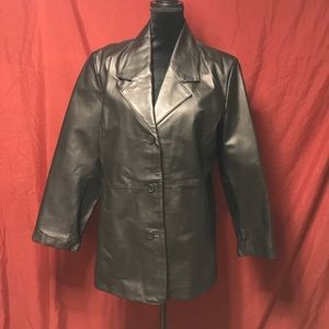 NWT Black Leather blazer by Shaver Lake 1x.